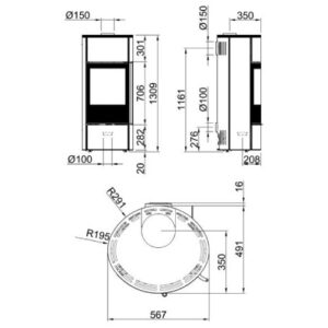 KAMINOFEN SPARTHERM SENSO M H2O PERLE 7,9 KW MIT SCHWARZ SCHAMOTTE